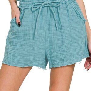 Zenana Double Gauze Drawstring Shorts